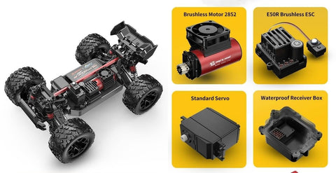 1/14 Scale 4X4 Brushless RC Truck Ready To Run Beast With 4200KV Motor And 50A ESC components overview