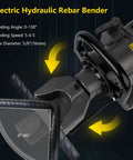 Handheld Electric Hydraulic Rebar Bender, 900 Watt Motor For 5/8 Inch And 16 Mm Rod Steel with bending angle and gauge.