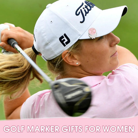 Golfer with Cute Pink Golf Ball Marker Hat Clip For Women Gals Golf Accessory Fashionable Ball Marker Clip For Visors Hats Belts Pockets And More