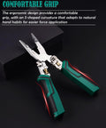 8 In 1 Wire Stripper Tool With Voltage Tester For 10-18 AWG, featuring ergonomic green handles and multifunctional pliers