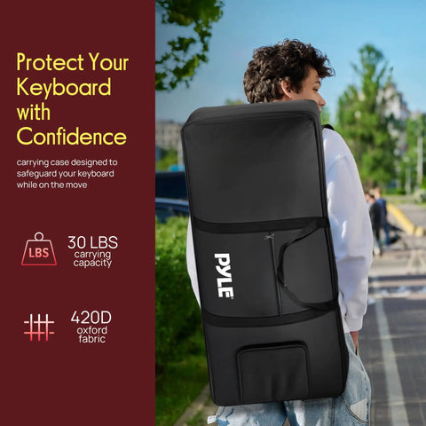 Person carrying a 61 Key Keyboard Case Bag For Portable Digital Keyboards Water Resistant Ready To Roll With 420D Polyester