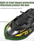 Close-up of High Speed Turbo RC Jet Boat With Dual Batteries, showcasing built-in front impact protection and anti-collision frame