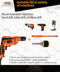 BGTEC orange cordless drill with 10-piece carbide masonry drill bits set (3/16"–1/2"), front view.