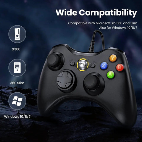 Wired Xbox 360 Controller For PC And Windows 11 10 8 7 With Upgraded Joysticks And Enhanced Dual Vibration Game Pad