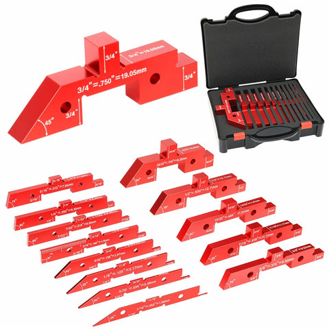 Setup Blocks Height Gauge 14 Piece Aluminum Alloy Precision Bars For Woodworking And Router And Saw Alignment Tools in case