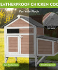 Weatherproof Cozy Two Chickens Outdoor Coop With Expandable Run Small Wooden Hen House With Nesting Box in a grassy yard
