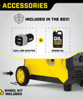 Accessories included with 3500 Watt Portable Inverter Generator With Quiet Technology And CO Shield For Quiet RV Camping
