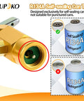 DIY Car AC Recharge Kit With Gauge And 1/2 Inch Self Sealing Valve Can, R134A refrigerant tap close-up