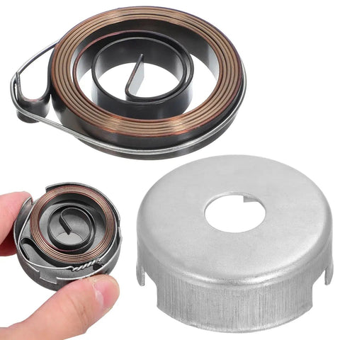 Close-up view of Drill Press Return Spring Set For Quill Coil Assembly Bench Drill Press Replacement Part, heavy duty steel.