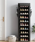 Heavy Duty 10 Tier Shoe Rack With Cover Saves Serious Floor Space In The Entryway Or Mudroom Adjustable Shelves Hold Up To Twenty Pairs displayed with sneakers in a sleek design.