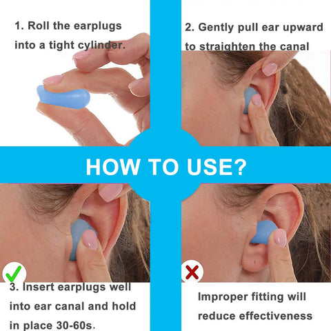 Four-step guide for Moldable Silicone Ear Plugs For Sleeping And Travel, Noise Blocking Reusable Ear Protection With 32 dB NRR