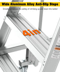 Top Shelf Heavy Duty Aluminum Rolling Platform Ladder With Smooth Glide Casters And Reinforced Safety Rails 375 Lb Capacity wide aluminum alloy anti-slip steps