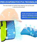 Stay Frosty On Site With This Reusable Cooling Hard Hat Neck Shade For Trade Teams Activates With Water For Four Hours Of Hyper Evaporative Cooling Gear attached to a hard hat, showcasing cooling technology.