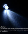 Tough As Nails E10 Screw Base LED Bulbs With Crisp White Glow DC 4.5V 0.25W Miniature Lamp emitting bright light on a surface.
