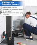 Technician installing Direct Fit Refrigerator Condenser Fan Motor Assembly Replacement For LG and Kenmore models.