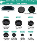 Rubber Grommet Kit 200 Pack With 7 Sizes For Firewall Holes And Cable Management Automotive Home Improvement Cord Pipe And Wire Organization Weather Resistant Flexible Grommets Ideal For Automotive Wiring And Household Electrical Installations, size and quantity chart