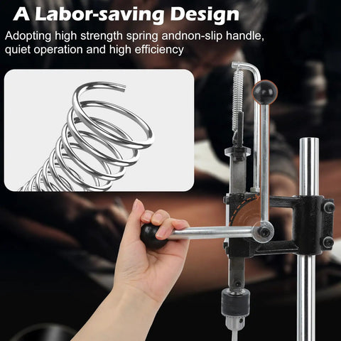 Hand using All-In-One Leather Craft Punch Kit With 9 Round Punches 1.5-6mm with spring-loaded handle and labor-saving design.