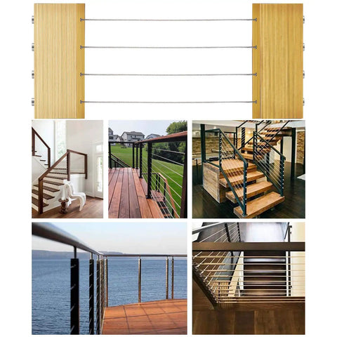 40 Pack Stainless Steel Invisible Receiver And Swage Stud End Fittings For Three Sixteenths Inch Cable Railing on wood deck and stairs