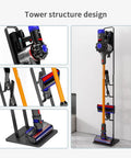 Tower structure design of Stable Metal Vacuum Stand Holder For Dyson Handheld Vacuums V6 V7 V8 V10 V11 V12 V15, no drill docking.