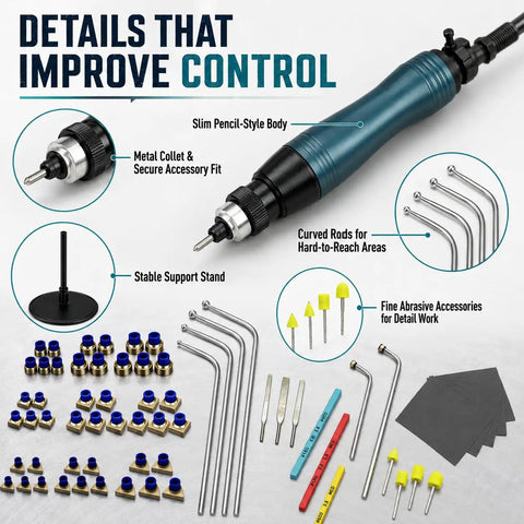 Pro Level Pneumatic Pencil Die Grinder Kit With Badass All In One Accessory Set For Razor Sharp Metal Deburring Jewelry Polishing Wood Carving And Top Tier DIY Projects
