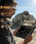 Beefed Up Eight Inch Rugged Tablet Running Windows 11 Pro With Honeywell N4680 Scanner For Quick 1D And 2D QR Code Swiping In Warehouses Or Retail Shops Packing EightGb Ram Plus 128Gb Storage Inside An Ip65 Drop Resistant Shell, showing 8-inch FHD touchscreen outdoors.