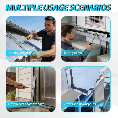 Multiple usage scenarios of the 15.25 Inch Sheet Metal Bender Tool For 24 Gauge Steel Folds in roofing, HVAC, DIY, and gutters.