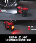 12V Tire Inflator Portable Air Compressor With Digital Gauge Auto Shut Off LED Light 12V Car Plug In Use
