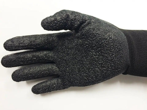 Large Black Safety Gloves Set Six Pairs Latex Coated Grip For Cut Resistance Heavy Duty Polycotton Work Gloves With Pull On Design