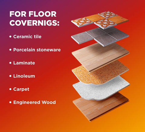 Layers of flooring materials for 120V Underfloor Heating Cable For Tile, Laminate, And Stone Floors, Flexible Radiant Floor Heat For Easy Room Layouts