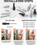 All In One 200 Piece Drywall Anchors And Screws Kit Self Drilling With Case DIY Friendly Mounting installation guide
