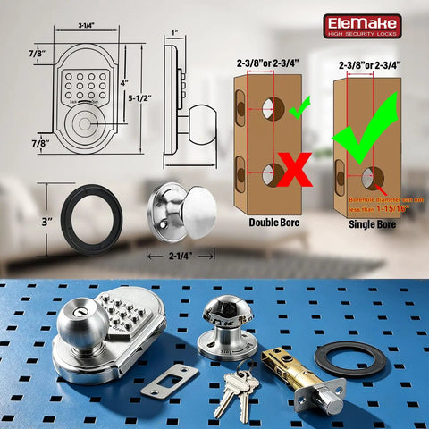 Keyless Deadbolt Lock With Keypad For Exterior Doors Digital Code Security Passcode Or Key Entry Durable Stainless Steel 304 Easy DIY Installation Weather Resistant Home Security Upgrade Boss Level Home Access layout with parts and instructions