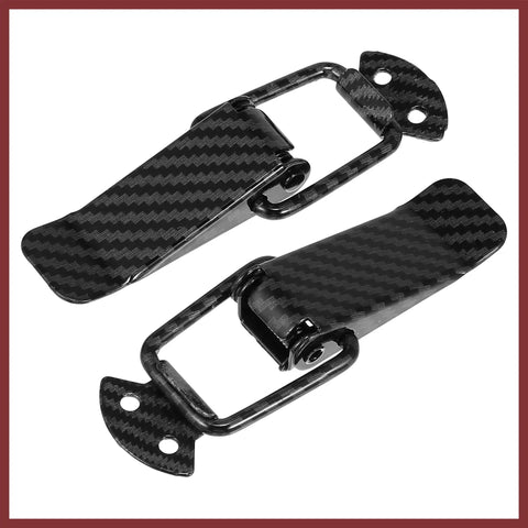 Universal Car Bumper Security Hook Clips Quick Release Hooks For Trunk And Fender Fasteners Carbon Fiber Pattern 105x33mm Set Of 2