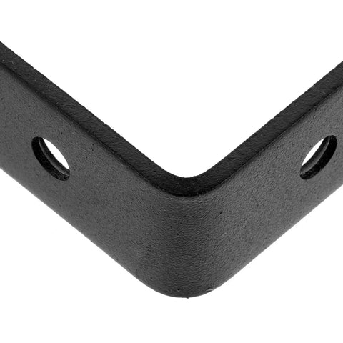 Close-up of Black Stainless Steel Corner Brackets 12 Pack L Shaped Right Angle Braces for Furniture and Cabinet Shelves