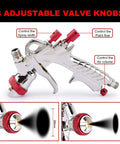 R700 LVLP Air Spray Gun With 1.8mm Nozzle Gravity Feed Paint Sprayer 600cc Plastic Cup showing 3 adjustable valve knobs