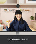 Full HD 1080P Business Webcam With Wide Angle Lens And Sliding Privacy Shutter Zoom Microsoft Teams Certified on monitor during video call.