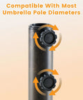 Image showing two manual knobs on heavy duty 30 lbs patio umbrella base with resin stand and bronze finish, compatible with most poles.