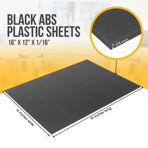 Eight Pack Black ABS Plastic Sheets 12 By 16 Inches One Sixteenth Inch Thick Textured Front Matte Back Moldable Craft Plastic For DIY Projects More Flexible Than Acrylic And Plexiglass