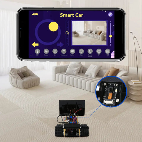 3MP Camera Expansion Pack For Smart Car Starter Kit DIY Robotics And STEM Coding Robot Kit For Kids Teens And Adults Real Time HD Video FPV Streaming Educational Maker Project For Hands On Learning, smart car with camera module