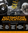 Automotive parts showcasing uses for Red N Tacky High Performance Lithium Grease For Bearings And Chassis Heavy Duty Lubrication With Water And Heat Resistance All Weather Ready Red Lithium Complex Delivers Superior Wear Reduction For Industrial And Automotive Uses 14 Oz Tub 2 Pack