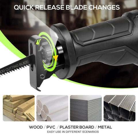 900W Reciprocating Saw With Variable Speed And LED Work Light, Adjustable Angle, quick blade release mechanism