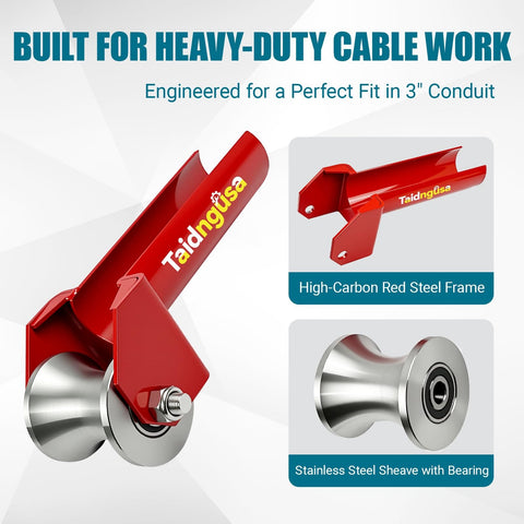 3 Inch Conduit Cable Feeding Sheave For Heavy Duty Stainless Steel Pulley With A High Carbon Steel Frame and Bearing
