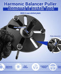59 Piece Harmonic Balancer Puller And Installer Kit for crankshaft pulleys, close-up of slotted plate with size details
