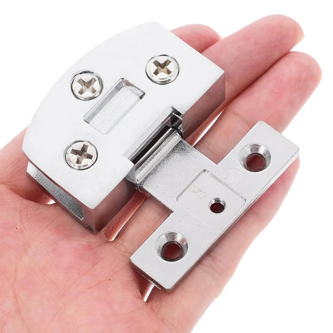 Heavy Duty No Drill Stainless Steel Glass Door Hinge With Adjustable Angle For Frameless Tempered Glass Doors And Display Cabinets Easy Install Smooth Operation Built To Last, close-up on hand