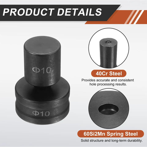 Hydraulic Hole Punch Die Set 10mm Round Hole for CH70 Electric Punching Machine made of 40Cr Steel, product details close-up