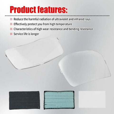 Outside Replacement Lenses For 9100XX And 9100XXVI Helmet Hood With Inside Protection Plates Sweatband And 2.80 By 4.20 ADF Viewing Area Beef Up Your Welding Starter Kit product features and components view