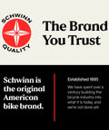 Schwinn quality logo and text promoting the brand's history and trustworthiness.