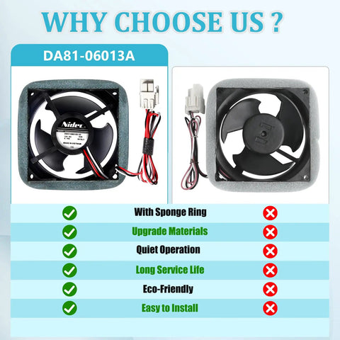 Refrigerator Evaporator Fan Motor With Silent Sponge For Quiet Operation Replacement Compatible With RF Series Models
