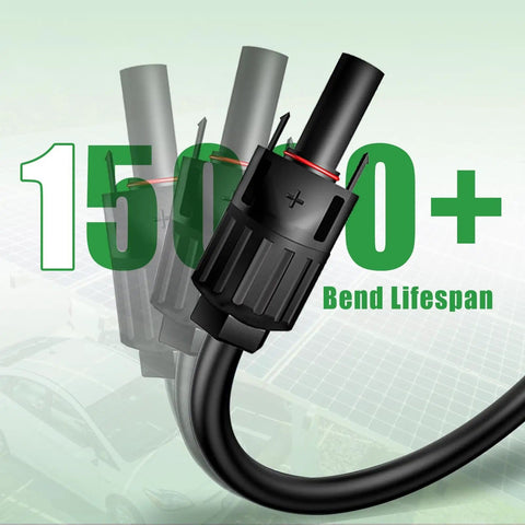 Heavy Duty 20 Foot Solar Extension Cable 10AWG IP67 Waterproof With Male And Female Connectors durability emphasis