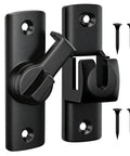 Heavy Duty Dual Angle Barn Door Lock With 90 And 180 Degree Install Easy To Mount Small Door Latch For Privacy And Security Zinc Alloy Anti Rust Gate Latch For Barn Door Sliding Door Cabinet Bathroom Window Hardware Black shown with mounting screws.