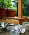 Heavy Duty 2 Inch Swivel Caster Wheels With Side Brake And M8 X 15Mm Stem, Clear Polyurethane Treads on plant stand.